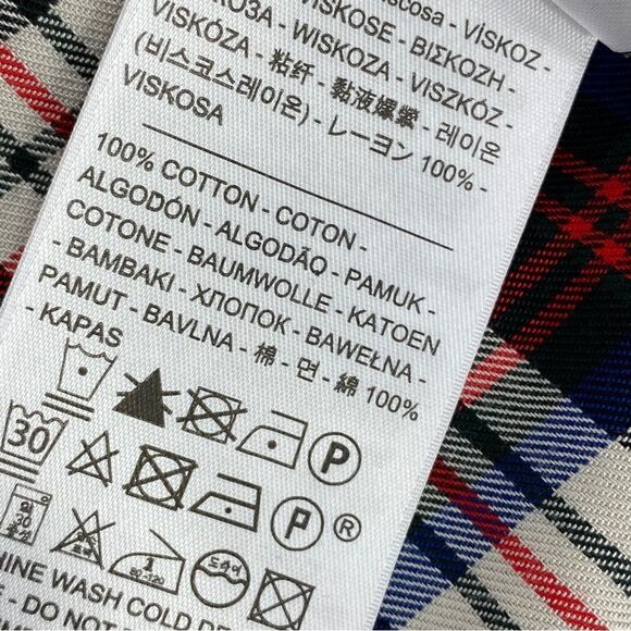 Levi’s Tartan Plaid Boyfriend Fit Button Front Shirt White Red XS - Picture 12 of 15